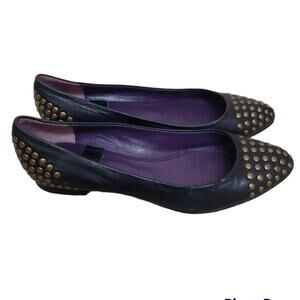 SEE BY CHLOE black leather studded flats (36.5) 6.5